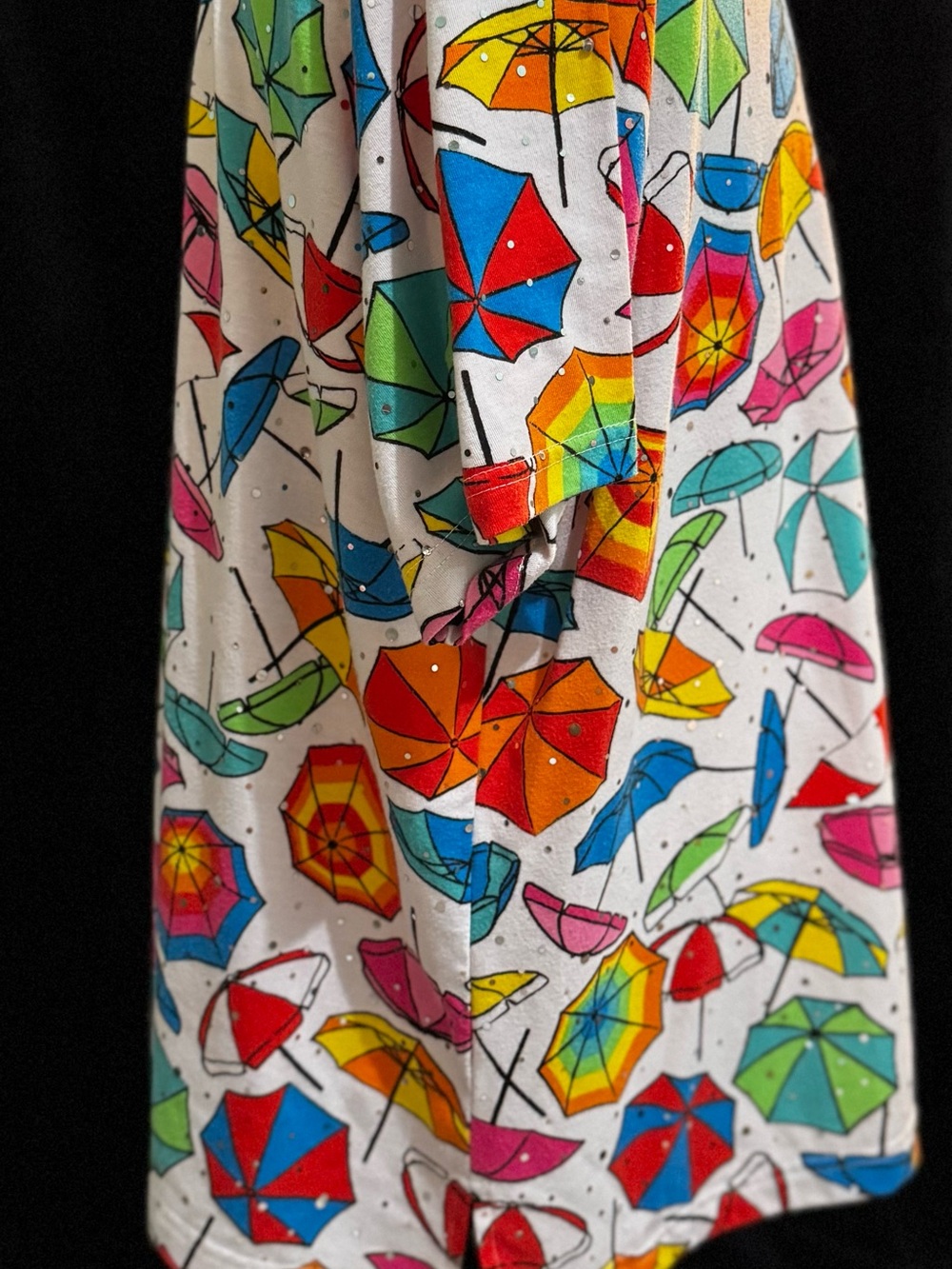 Rebecca Malone Sparkly White Tee with Multicolor Umbrella Print - Picture 6 of 6